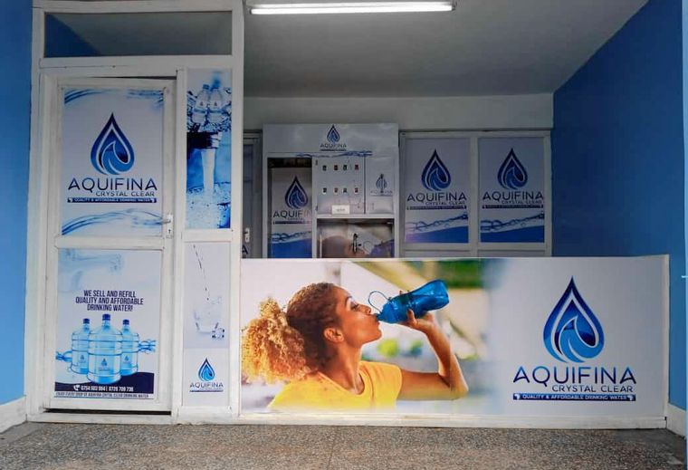 A branded water vending outlet fitted out by Phreatic Aqua Solutions